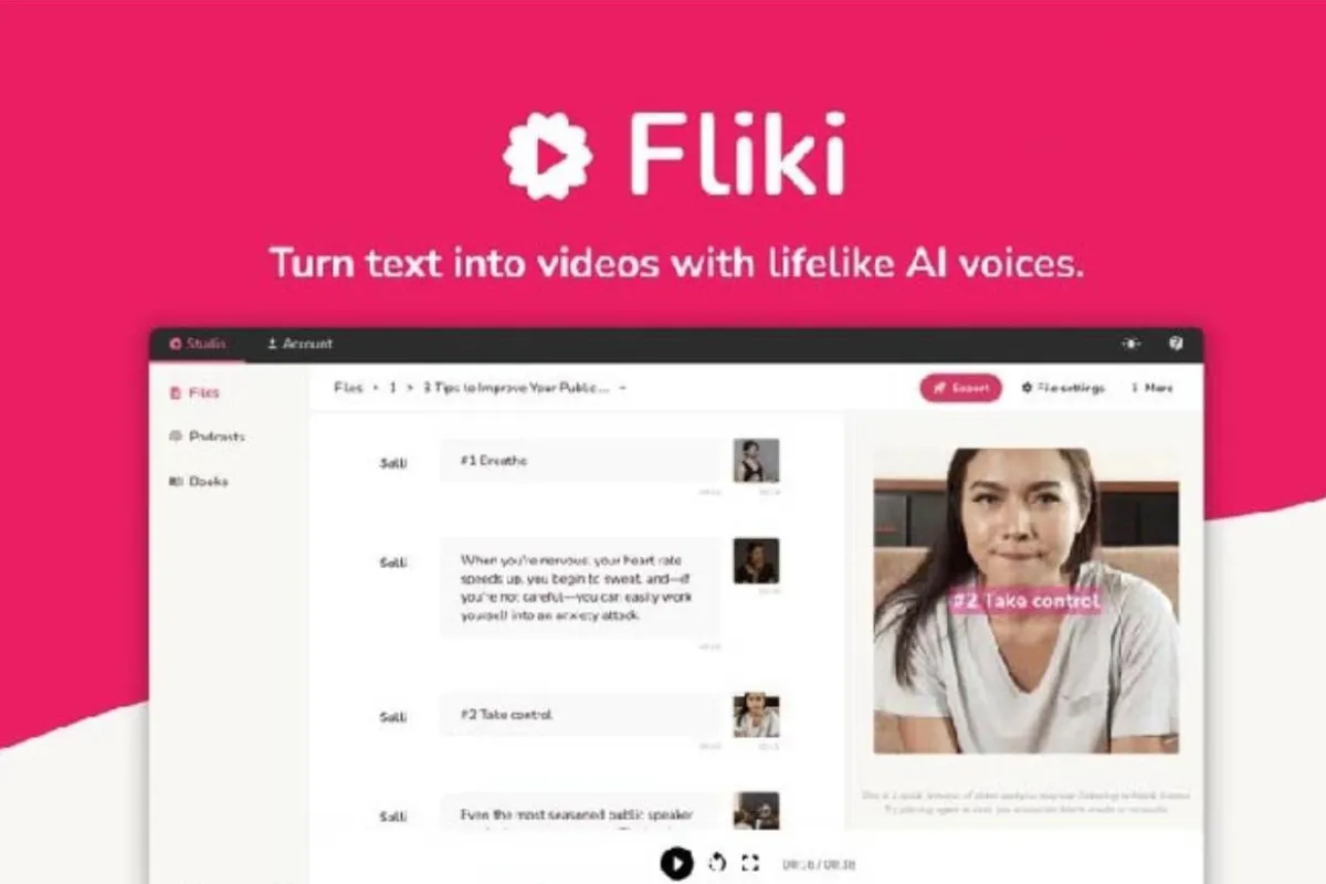 Fliki AI sử dụng trí tuệ nhân tạo để tạo ra âm thanh và video giống con người.